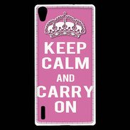 Coque Huawei Ascend P7 Keep Calm and Carry on Rose