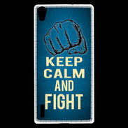 Coque Huawei Ascend P7 Keep Calm and Fight Bleu