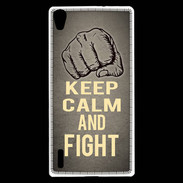 Coque Huawei Ascend P7 Keep Calm and Fight Gris