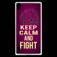 Coque Huawei Ascend P7 Keep Calm and Fight Rose