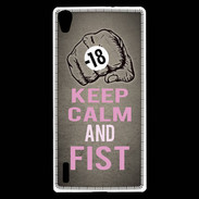 Coque Huawei Ascend P7 Keep Calm and Fist Gris