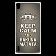 Coque Huawei Ascend P7 Keep Calm and Hakuna Matata Gris