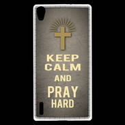 Coque Huawei Ascend P7 Keep Calm and Pray Christian Gris