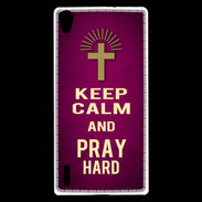 Coque Huawei Ascend P7 Keep Calm and Pray Christian Rose