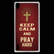 Coque Huawei Ascend P7 Keep Calm and Pray Christian Rouge
