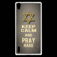 Coque Huawei Ascend P7 Keep Calm and Pray jewish Gris