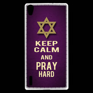 Coque Huawei Ascend P7 Keep Calm and Pray jewish Violet