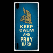 Coque Huawei Ascend P7 Keep Calm and Pray Muslim Bleu