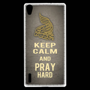 Coque Huawei Ascend P7 Keep Calm and Pray Muslim Gris