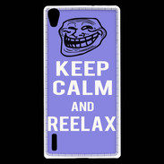 Coque Huawei Ascend P7 Keep Calm and Be Reelax Bleu