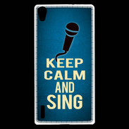 Coque Huawei Ascend P7 Keep Calm and Sing Bleu