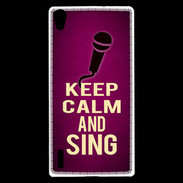 Coque Huawei Ascend P7 Keep Calm and Sing Rose