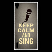 Coque Huawei Ascend P7 Keep Calm and Sing Gris