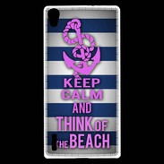 Coque Huawei Ascend P7 Keep Calm and Think Beach Bleu
