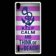 Coque Huawei Ascend P7 Keep Calm and Think Beach Rose