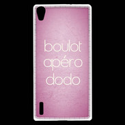 Coque Huawei Ascend P7 Boulot Apéro Dodo Rose ZG