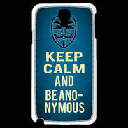 Coque Samsung Galaxy Note 3 Light Keep Calm and Be Anonymous Bleu