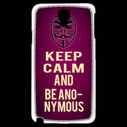 Coque Samsung Galaxy Note 3 Light Keep Calm and Be Anonymous Rose