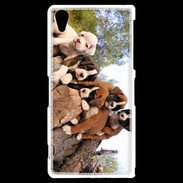 Coque Sony Xperia Z2 Chiots Boxer sur un tronc d''arbre