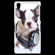 Coque Sony Xperia Z2 Bulldog français avec casque de musique