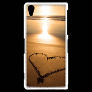 Coque Sony Xperia Z2 Coeur sur la plage avec couché de soleil
