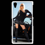 Coque Sony Xperia Z2 Femme blonde sexy voiture noire