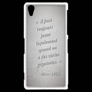 Coque Sony Xperia Z2 Cartes gagnantes Gris Citation Oscar Wilde