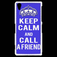 Coque Sony Xperia Z2 Keep Calm Call friend Bleu