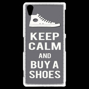 Coque Sony Xperia Z2 Keep Calm Buy Shoes Gris