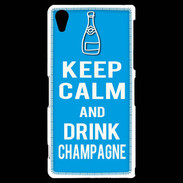 Coque Sony Xperia Z2 Keep Calm Drink champagne Cyan