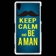 Coque Sony Xperia Z2 Keep Calm Be a Man Bleu