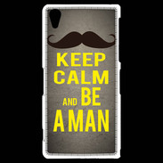 Coque Sony Xperia Z2 Keep Calm Be a Man Gris