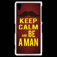 Coque Sony Xperia Z2 Keep Calm Be a Man Rouge