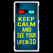 Coque Sony Xperia Z2 Keep Calm and See your life 3D Bleu
