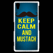 Coque Sony Xperia Z2 Keep Calm and Mustach Bleu