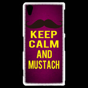 Coque Sony Xperia Z2 Keep Calm and Mustach Rose