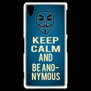 Coque Sony Xperia Z2 Keep Calm and Be Anonymous Bleu