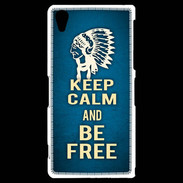 Coque Sony Xperia Z2 Keep Calm and Be Free Bleu