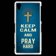 Coque Sony Xperia Z2 Keep Calm and Pray Christian Bleu