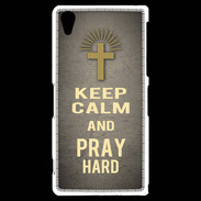 Coque Sony Xperia Z2 Keep Calm and Pray Christian Gris