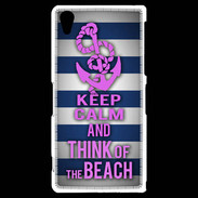 Coque Sony Xperia Z2 Keep Calm and Think Beach Bleu