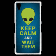 Coque Sony Xperia Z2 Keep Calm and Wait Alien Bleu