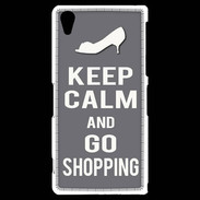 Coque Sony Xperia Z2 Keep Calm Go Shopping Gris
