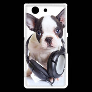 Coque Sony Xperia Z3 Compact Bulldog français avec casque de musique