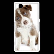 Coque Sony Xperia Z3 Compact Chiot Colley marron et blanc