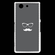 Coque Sony Xperia Z3 Compact moustache gris & blanc