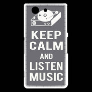 Coque Sony Xperia Z3 Compact Keep Calm Listen music Gris