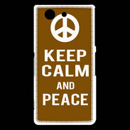 Coque Sony Xperia Z3 Compact Keep Calm Peace Marron