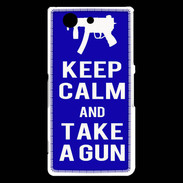 Coque Sony Xperia Z3 Compact Keep Calm Take a gun Bleu