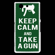 Coque Sony Xperia Z3 Compact Keep Calm Take a gun Vert